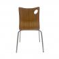 5 Sillas amelie, apilable, acero inoxidable, asiento laminado hpl, color nogal - 5 unidades