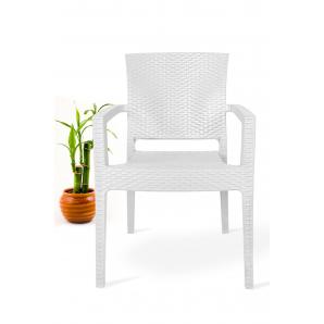 4 Sillones lido, apilable, polipropileno blanco - 4 unidades