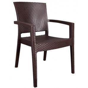 4 Sillones lido, apilable, polipropileno marrón chocolate - 4 unidades