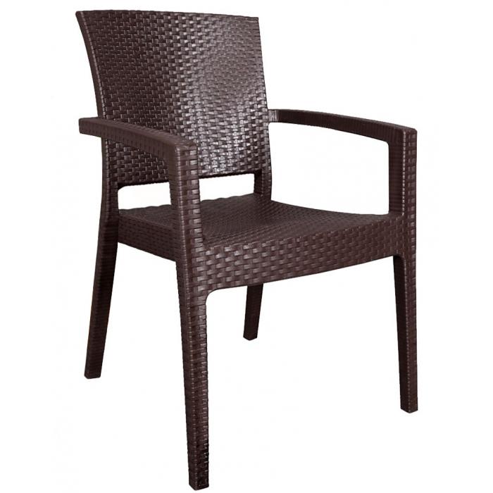 4 Sillones lido, apilable, polipropileno marrón chocolate - 4 unidades