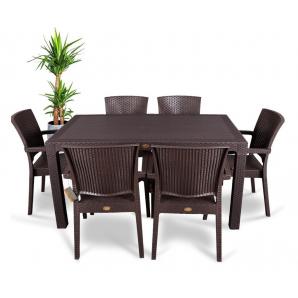 4 Sillones lido, apilable, polipropileno marrón chocolate - 4 unidades