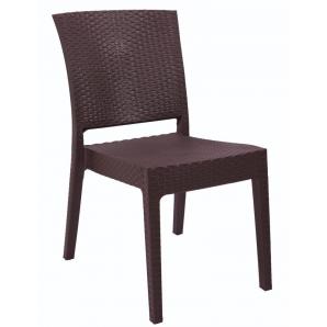 4 Sillas lido, apilable, polipropileno marrón chocolate - 4 unidades