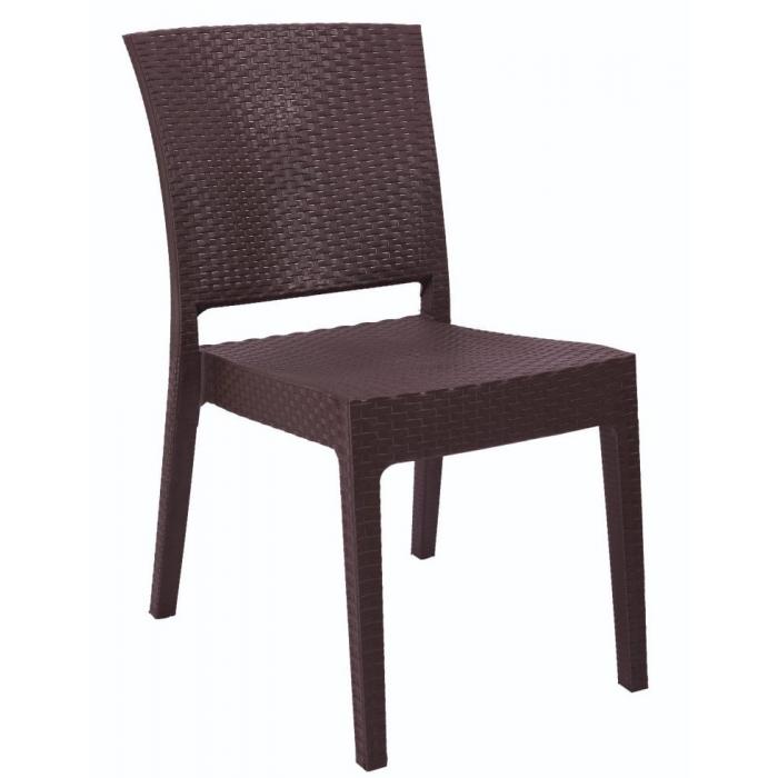 4 Sillas lido, apilable, polipropileno marrón chocolate - 4 unidades