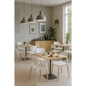 6 Sillas croscat (su), madera, polipropileno blanco - 6 unidades