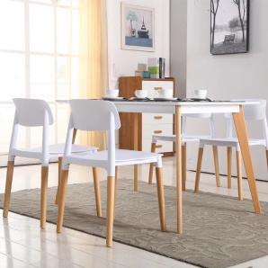 6 Sillas croscat (su), madera, polipropileno blanco - 6 unidades