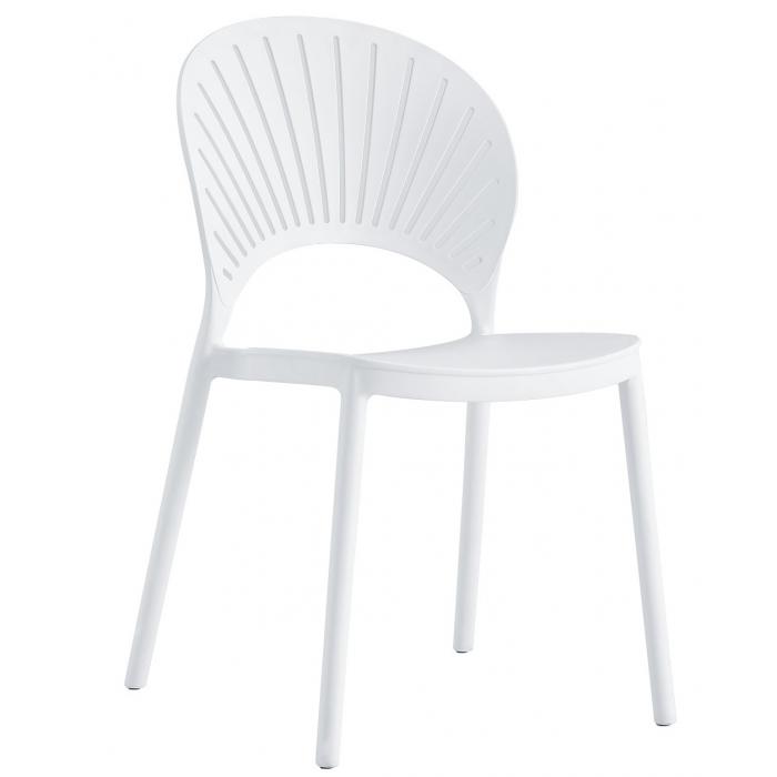 4 Sillas abanico, apilable, polipropileno blanco - 4 unidades