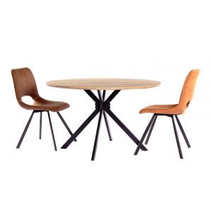 Mesa minerva new, metal, madera, 120 cms de diámetro