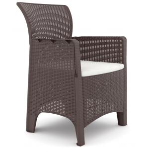 2 Sillones ileón, polipropileno marrón chocolate, cojín beige - 2 unidades