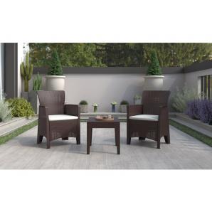 2 Sillones ileón, polipropileno marrón chocolate, cojín beige - 2 unidades