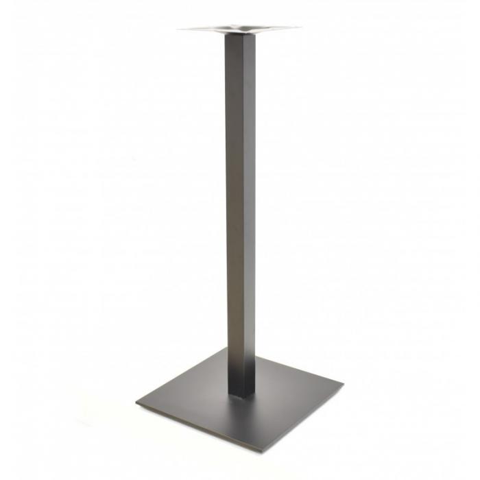 2 Bases de mesa trocadero, alta, tubo cuadrado, negra, base de acero de 8 mm 45x45 cms, altura 110 cms - 2 unidades