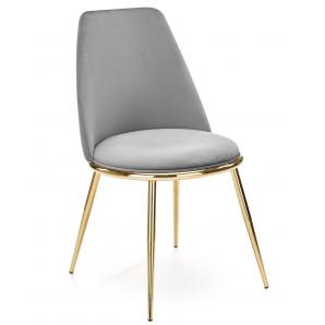 4 Sillas tavira, metal, cromado dorado, tapizado velvet gris - 4 unidades