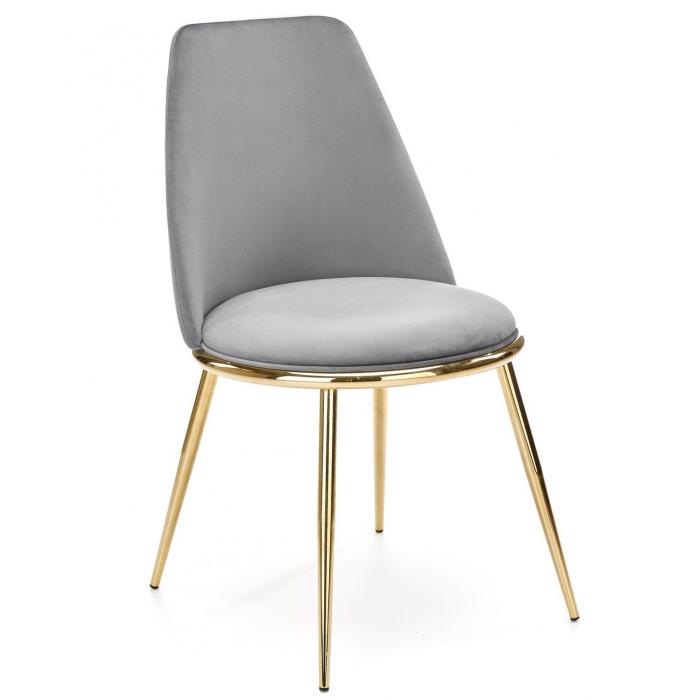 4 Sillas tavira, metal, cromado dorado, tapizado velvet gris - 4 unidades