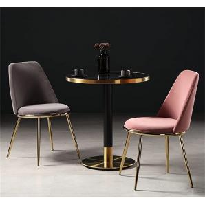 4 Sillas tavira, metal, cromado dorado, tapizado velvet gris - 4 unidades