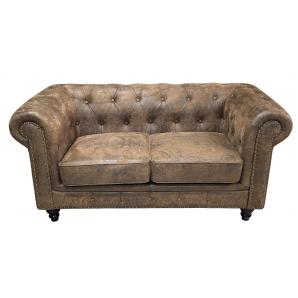 Sofá chester premium, 2 plazas, similpiel vintage