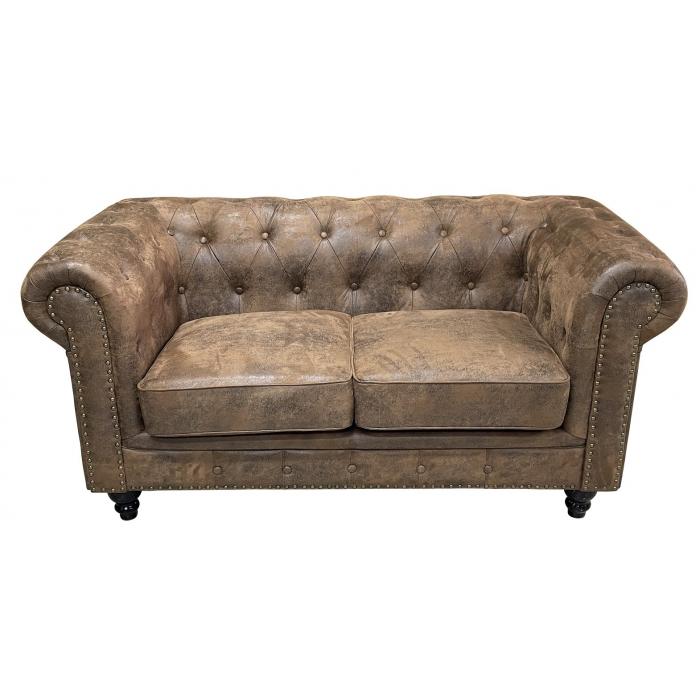 Sofá chester premium, 2 plazas, similpiel vintage