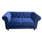Sofá chester premium, 2 plazas, tapizado velvet azul navy