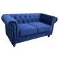 Sofá chester premium, 2 plazas, tapizado velvet azul navy