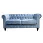 Sofá chester premium, 2 plazas, tapizado velvet dusky azul