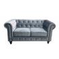 Sofá chester premium, 2 plazas, tapizado velvet gris