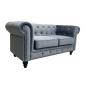 Sofá chester premium, 2 plazas, tapizado velvet gris