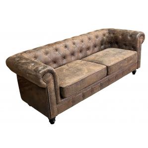 Sofá chester premium, 3 plazas, similpiel vintage
