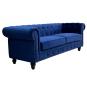 Sofá chester premium, 3 plazas, tapizado velvet azul navy