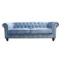Sofá chester premium, 3 plazas, tapizado velvet dusky azul