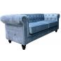 Sofá chester premium, 3 plazas, tapizado velvet dusky azul