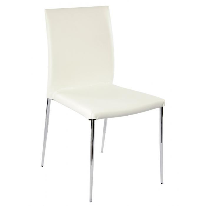 4 Sillas inma, apilable, metal, similpiel blanca - 4 unidades