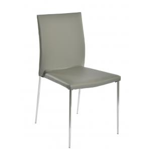 4 Sillas inma, apilable, metal, similpiel gris oscuro - 4 unidades