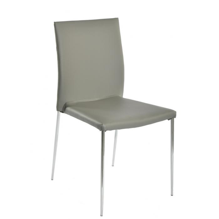 4 Sillas inma, apilable, metal, similpiel gris oscuro - 4 unidades