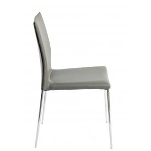 4 Sillas inma, apilable, metal, similpiel gris oscuro - 4 unidades