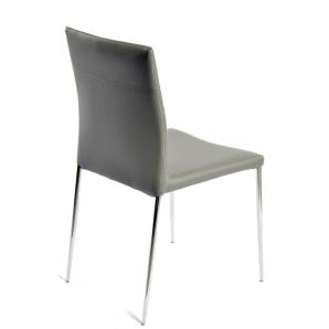 4 Sillas inma, apilable, metal, similpiel gris oscuro - 4 unidades