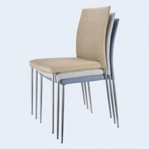 4 Sillas inma, apilable, metal, similpiel gris oscuro - 4 unidades