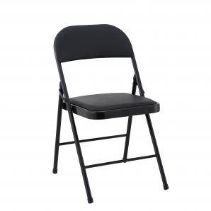 6 Sillas smart, plegable, metal, epoxi negro, vinilo negro - 6 unidades