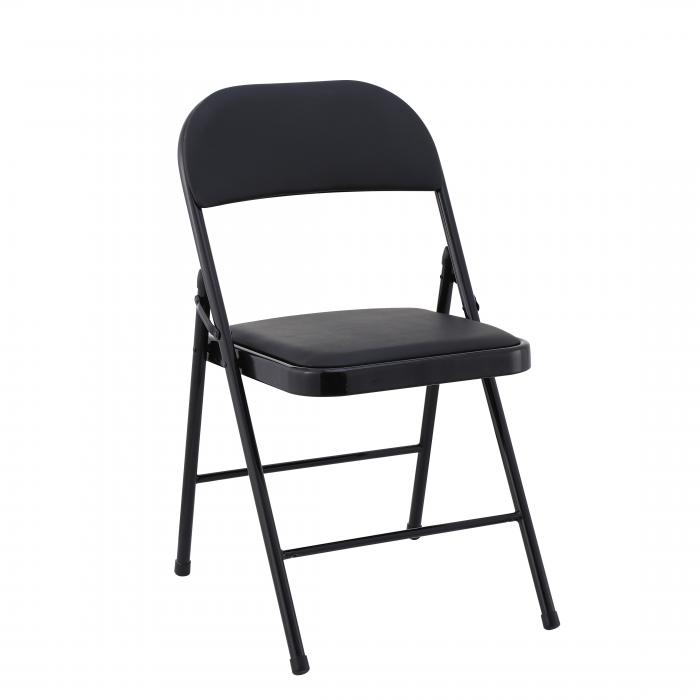 6 Sillas smart, plegable, metal, epoxi negro, vinilo negro - 6 unidades