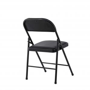 6 Sillas smart, plegable, metal, epoxi negro, vinilo negro - 6 unidades