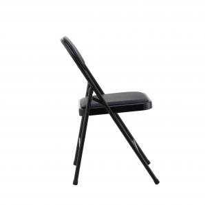 6 Sillas smart, plegable, metal, epoxi negro, vinilo negro - 6 unidades