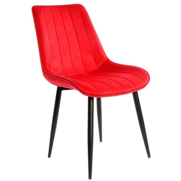 4 Sillas yucca, metal negro, tapizado velvet rojo - 4 unidades