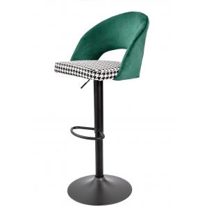 2 Taburetes teide, regulable, metal negro, tapizado verde con pata de gallo - 2 unidades