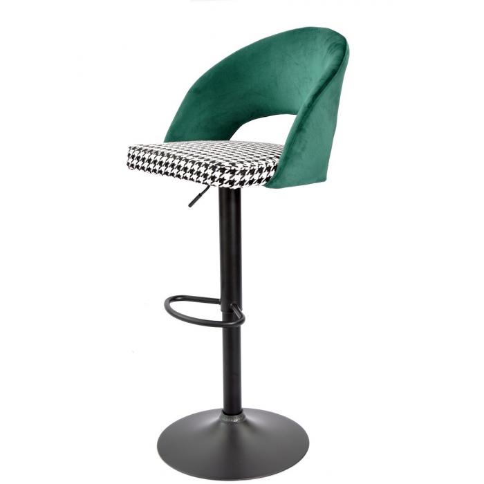 2 Taburetes teide, regulable, metal negro, tapizado verde con pata de gallo - 2 unidades