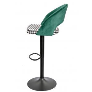 2 Taburetes teide, regulable, metal negro, tapizado verde con pata de gallo - 2 unidades