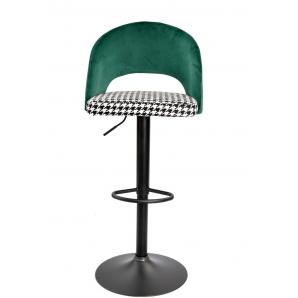 2 Taburetes teide, regulable, metal negro, tapizado verde con pata de gallo - 2 unidades