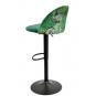 2 Taburetes flower, regulable, metal negro, tapizado velvet verde con trasera floral a juego - 2 unidades