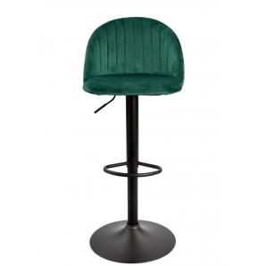 2 Taburetes flower, regulable, metal negro, tapizado velvet verde con trasera floral a juego - 2 unidades