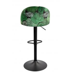 2 Taburetes flower, regulable, metal negro, tapizado velvet verde con trasera floral a juego - 2 unidades