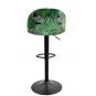 2 Taburetes flower, regulable, metal negro, tapizado velvet verde con trasera floral a juego - 2 unidades