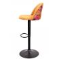 2 Taburetes flower, regulable, metal negro, tapizado velvet amarillo con trasera floral a juego - 2 unidades