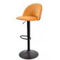 2 Taburetes flower, regulable, metal negro, tapizado velvet amarillo con trasera floral a juego - 2 unidades