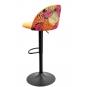 2 Taburetes flower, regulable, metal negro, tapizado velvet amarillo con trasera floral a juego - 2 unidades